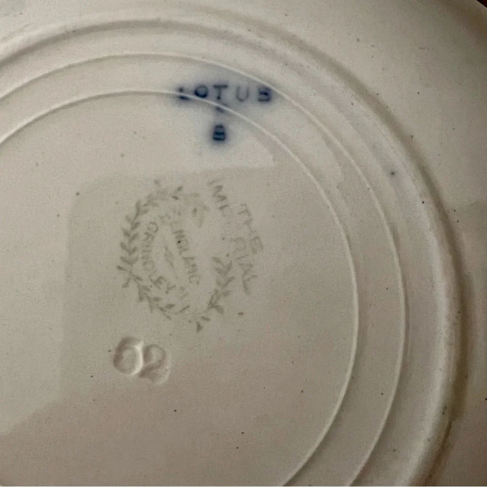 WOOD & SON CLARENCE- FLOW BLUE (c.1891-1907) CUP & SAUCER- Elgar Pattern Antique